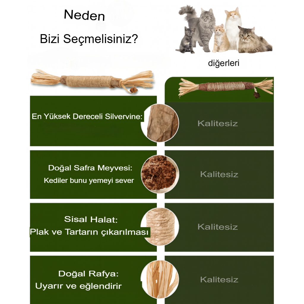 Doğal Kedi Çiğneme Çubuğu